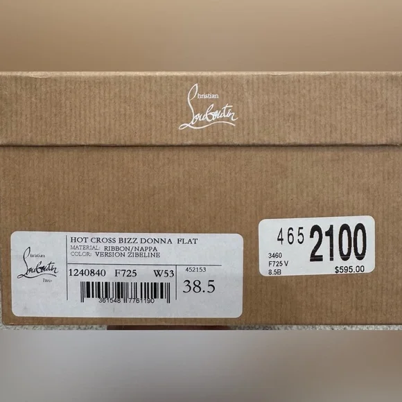 Christian Louboutin HOT CROSS BIZZ DONNA SLIDE SANDALS Ribbon/Napa 38.5 Zibeline - Picture 7 of 13